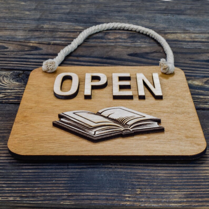 Open Closed Wooden Sign for Bookshop, Double Sided Sign for Store Door ...