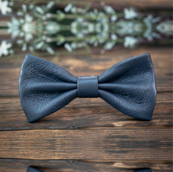 Black Textured Leather Bow Tie Black Textured Leather Bow Tie