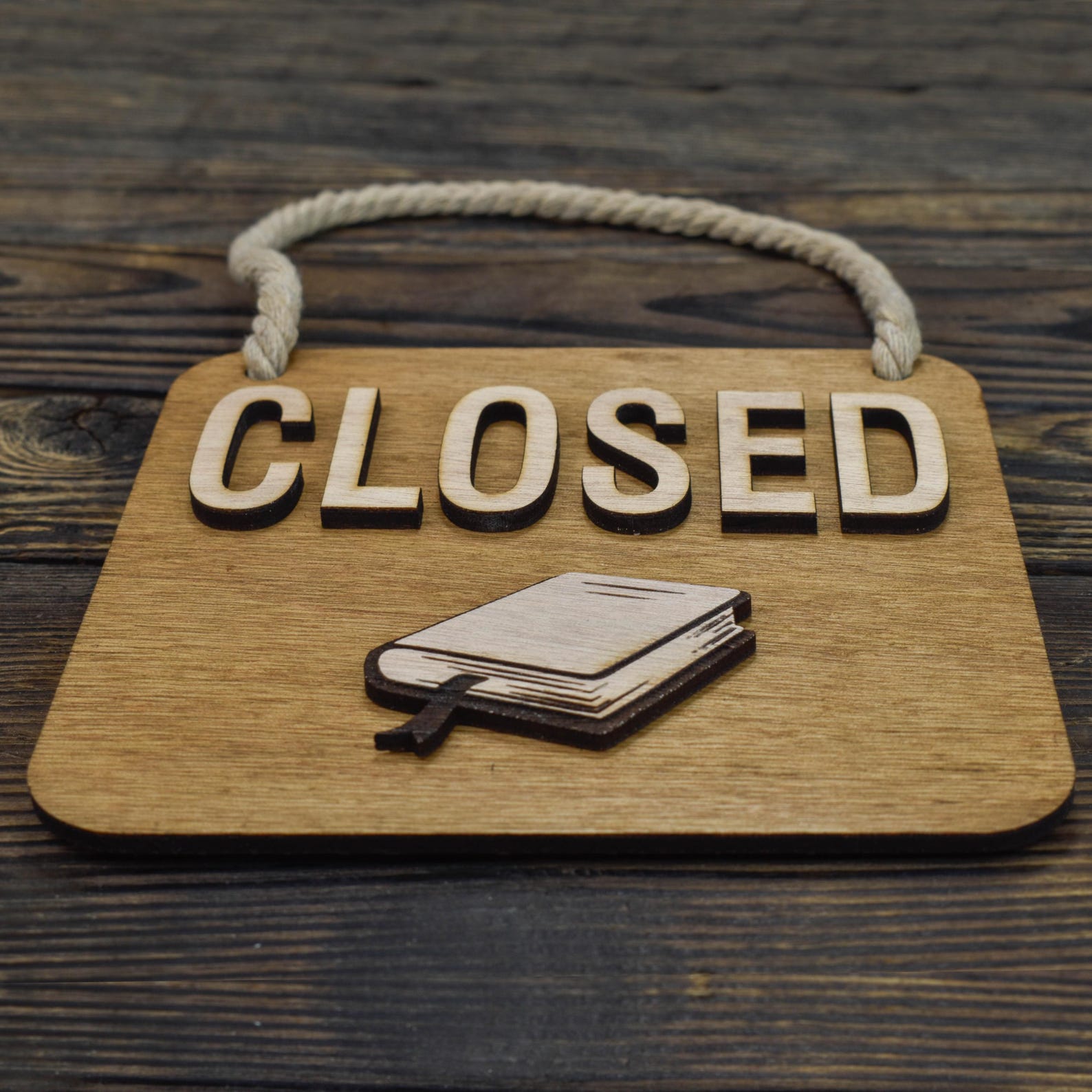 Open Closed Wooden Sign for Bookshop, Double Sided Sign for Store Door ...