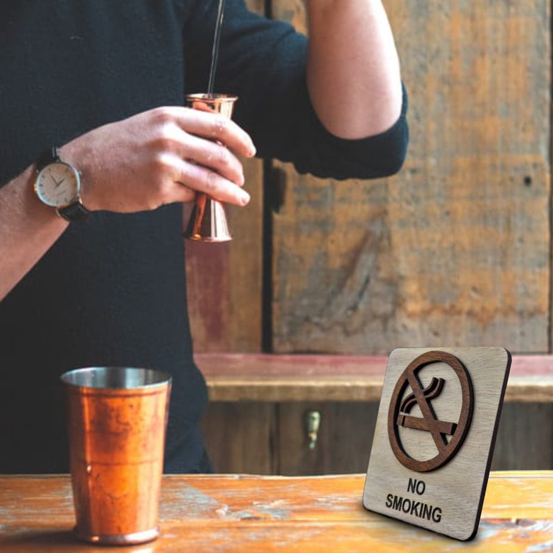 Panneau en bois d'interdiction de fumer pour hôtel, Airbnb, restaurant, lieu public, Panneau en bois d'interdiction de fumer image 3