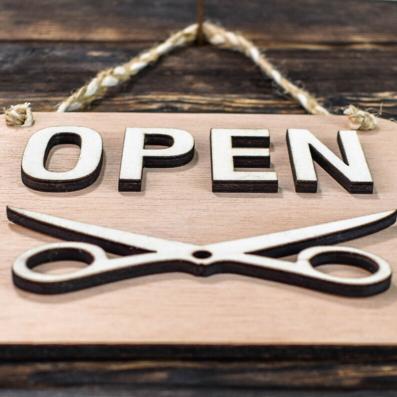 Open Closed Wooden Sign for Barber Shop, Double Sided Sign for Store ...