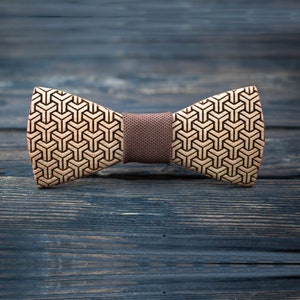 Engraved Wooden Bow Tie with Cotton Fabric, 3D Design Wooden Bow Tie, for Weddings, Engagements, Special Occasions, Gift for Men