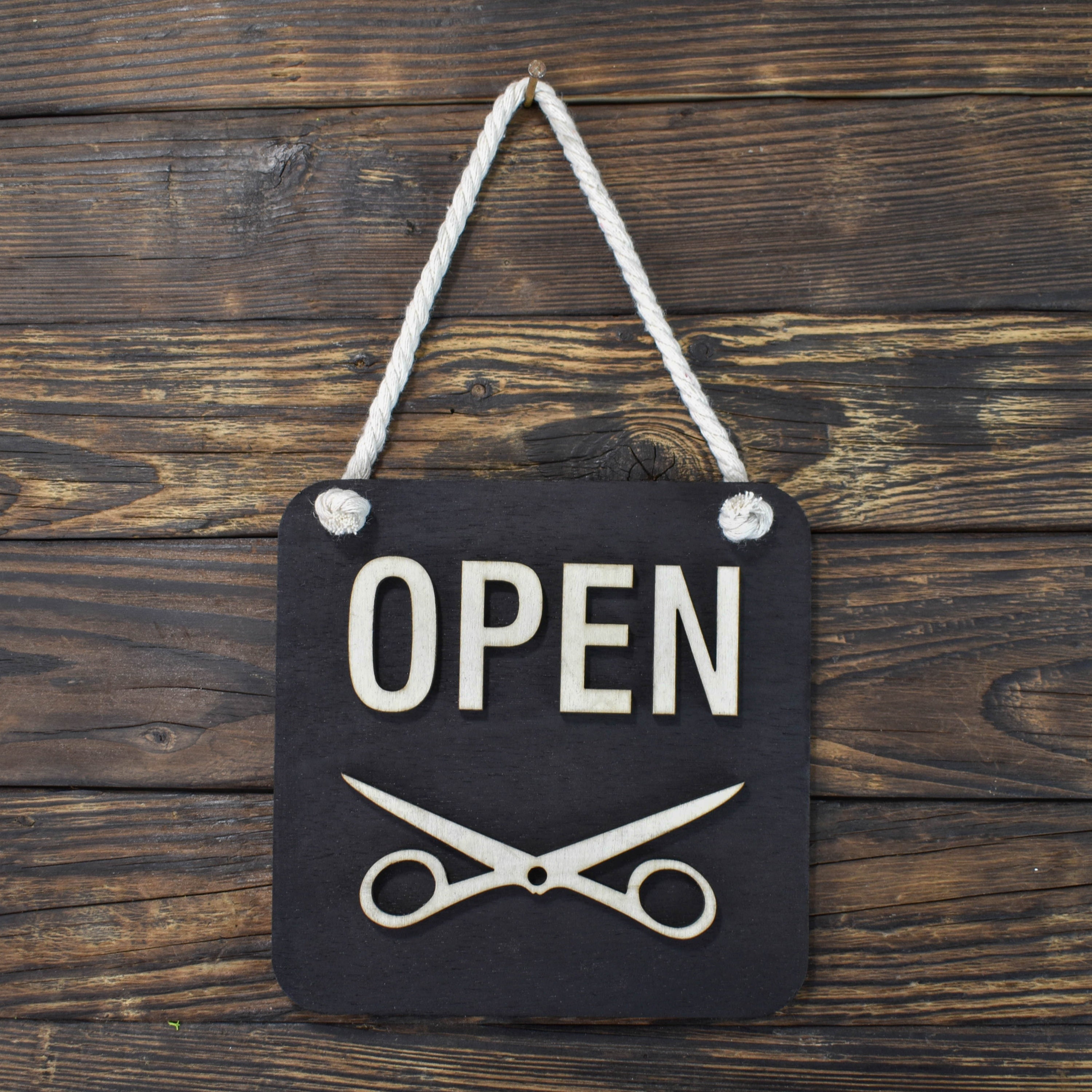 Open Closed Wooden Sign for Barber Shop, Double Sided Sign for Store ...