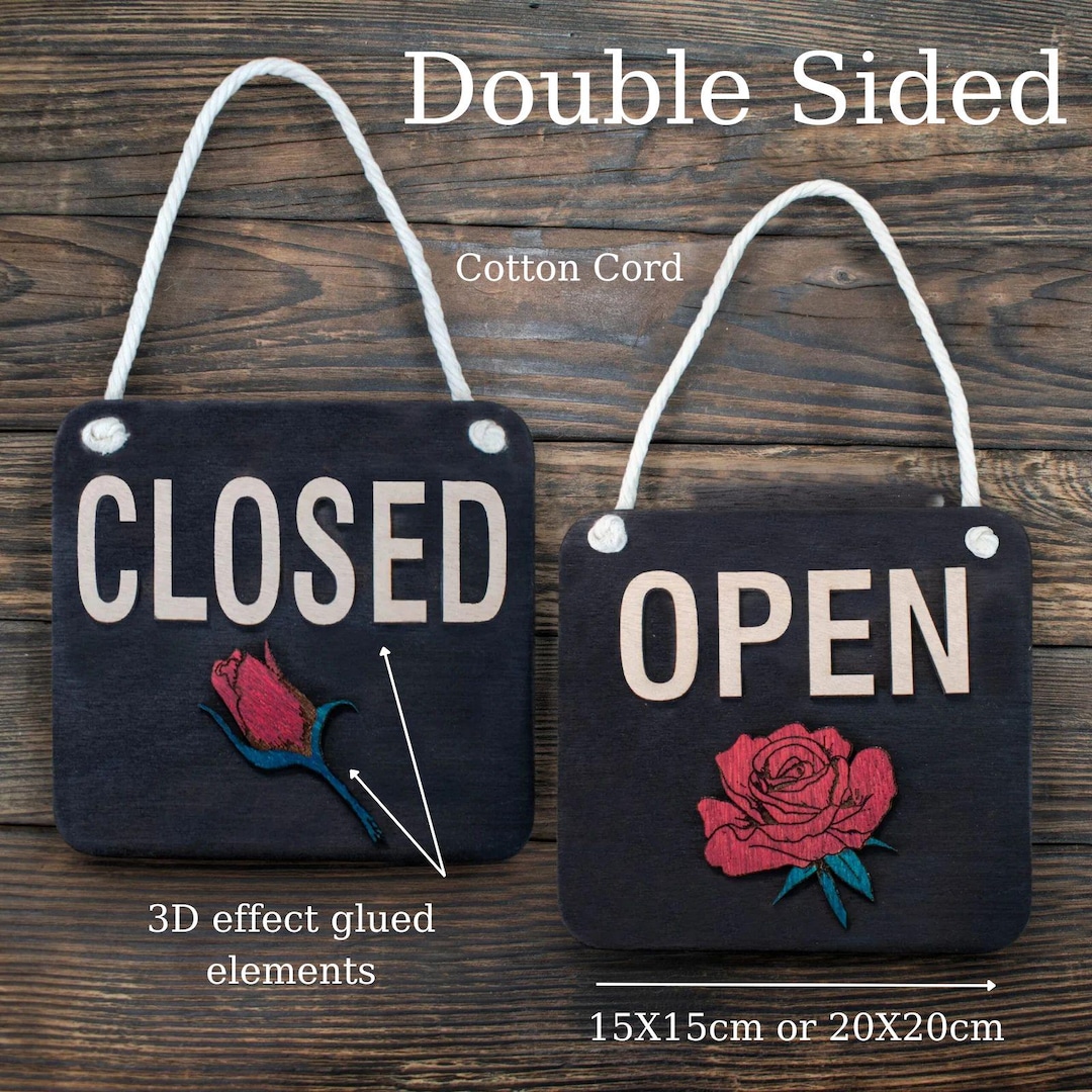 Open Closed Wooden Sign for Florist Shop, Double Sided Sign for Store ...