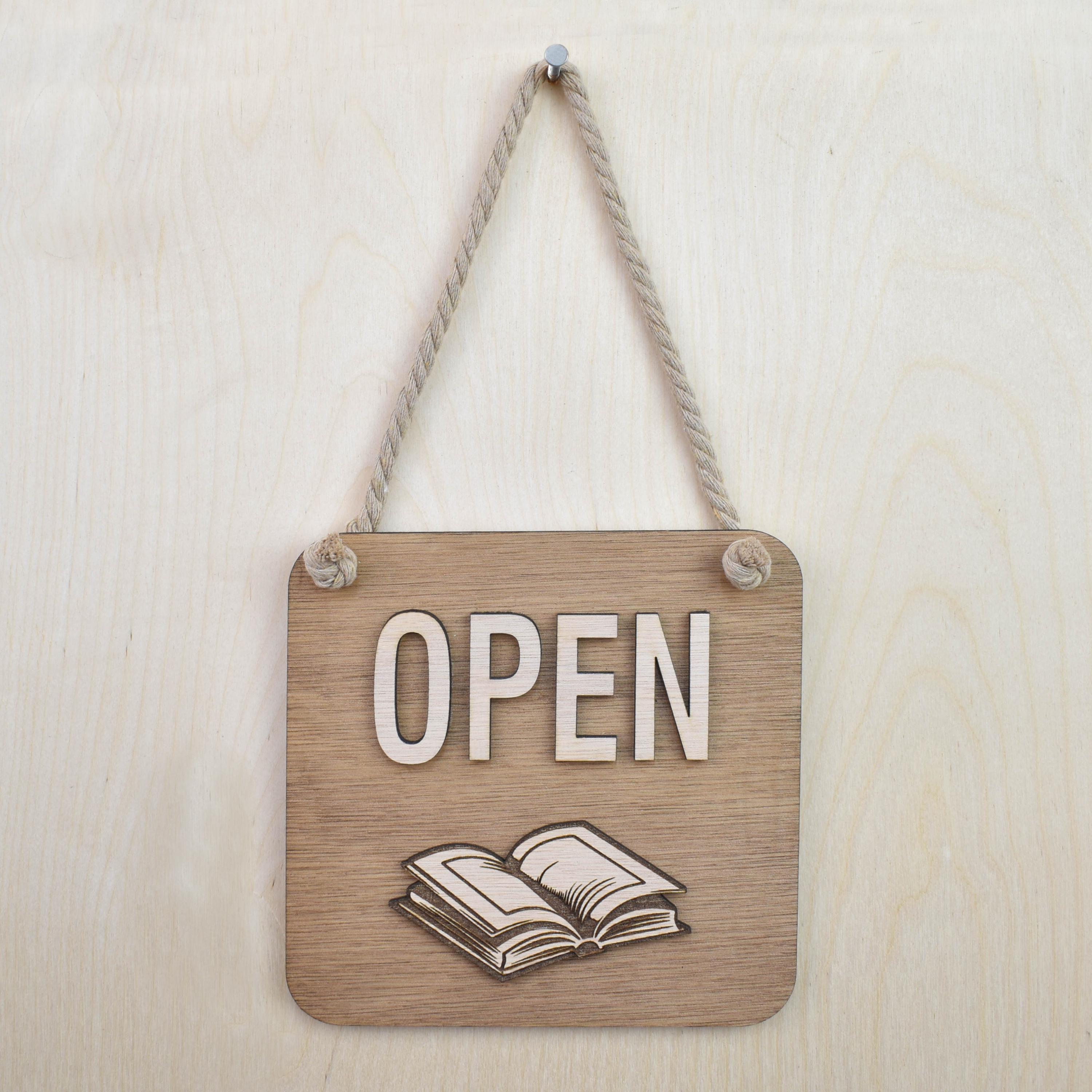 Open Closed Wooden Sign for Bookshop, Double Sided Sign for Store Door ...