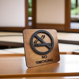 Panneau en bois d'interdiction de fumer pour hôtel, Airbnb, restaurant, lieu public, Panneau en bois d'interdiction de fumer