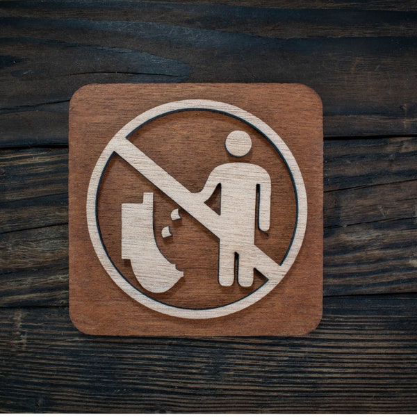 Wooden Sign No Trash in the Urinal for Hotel, Airbnb, Restaurant, Public Place, Do not Drop Waste in the Urinal Sign, WC Sign