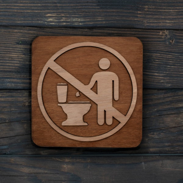 Houten bord Geen papier in het toilet voor hotel, Airbnb, restaurant, openbare ruimte, laat geen afval achter in het toiletbord