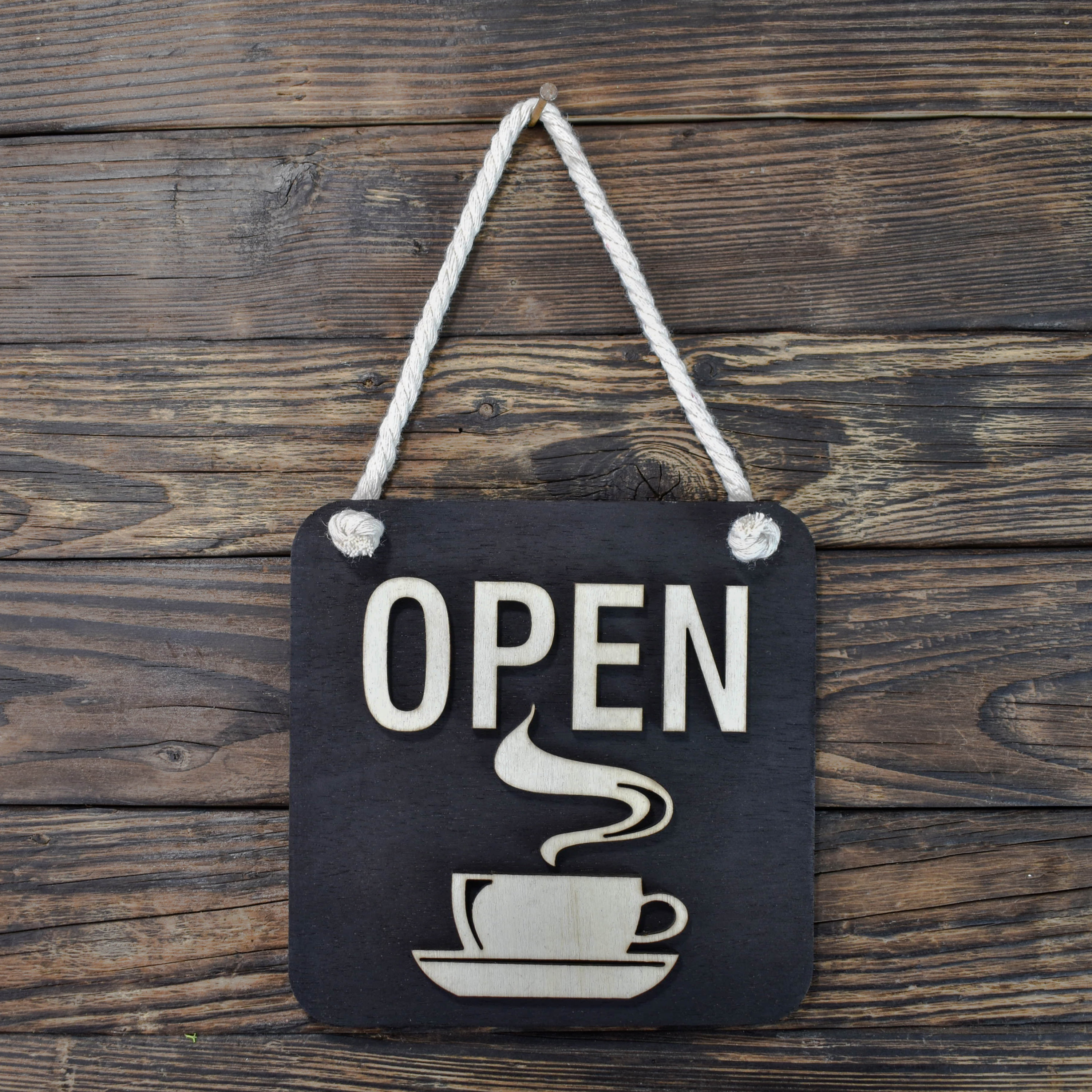 Open Closed Wooden Sign for Coffee Shop, Double Sided Sign for Store ...