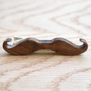 Wooden Tie Clip Mustache, Handmade Wooden Tie Clip, Gift for Husband, Boyfriend, Groom, Groomsmen