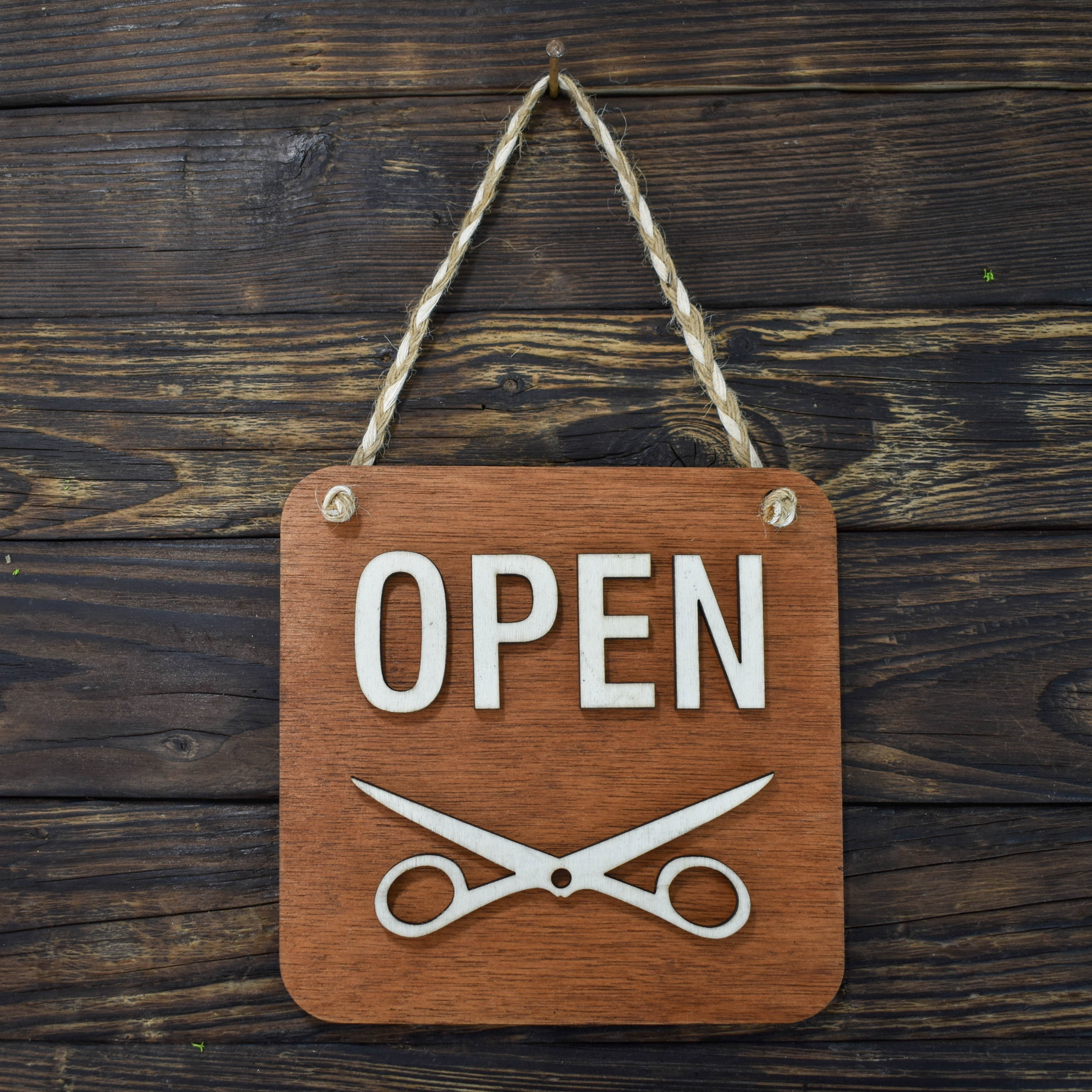 Open Closed Wooden Sign for Barber Shop, Double Sided Sign for Store ...