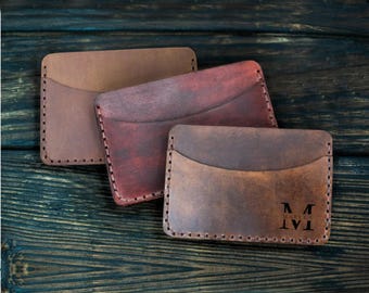 Leather Card Holder, Leather Slim Wallet, Handmade, Handstitched Leather Wallet for Cards and Money, Lightweight Slim Wallet, card Wallet