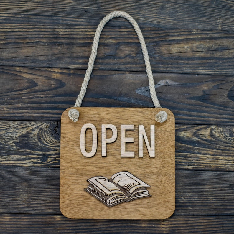 Open Closed Wooden Sign for Bookshop, Double Sided Sign for Store Door ...