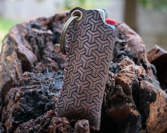 Ledertasche für Bic Feuerzeug, Bic Feuerzeughalter, handgemachte Ledertasche für Feuerzeug, braunes Leder Bic Beutel 3D Design