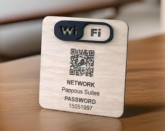 Custom Wooden WiFi Sign with QR Code for Airbnb, Hotel, Cafe, Guesthouse, Personalized Internet Password Plaque