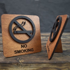 Panneau en bois d'interdiction de fumer pour hôtel, Airbnb, restaurant, lieu public, Panneau en bois d'interdiction de fumer image 1