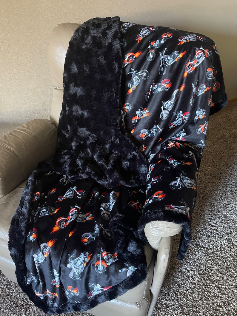 Harley Davidson Minky Throw Etsy