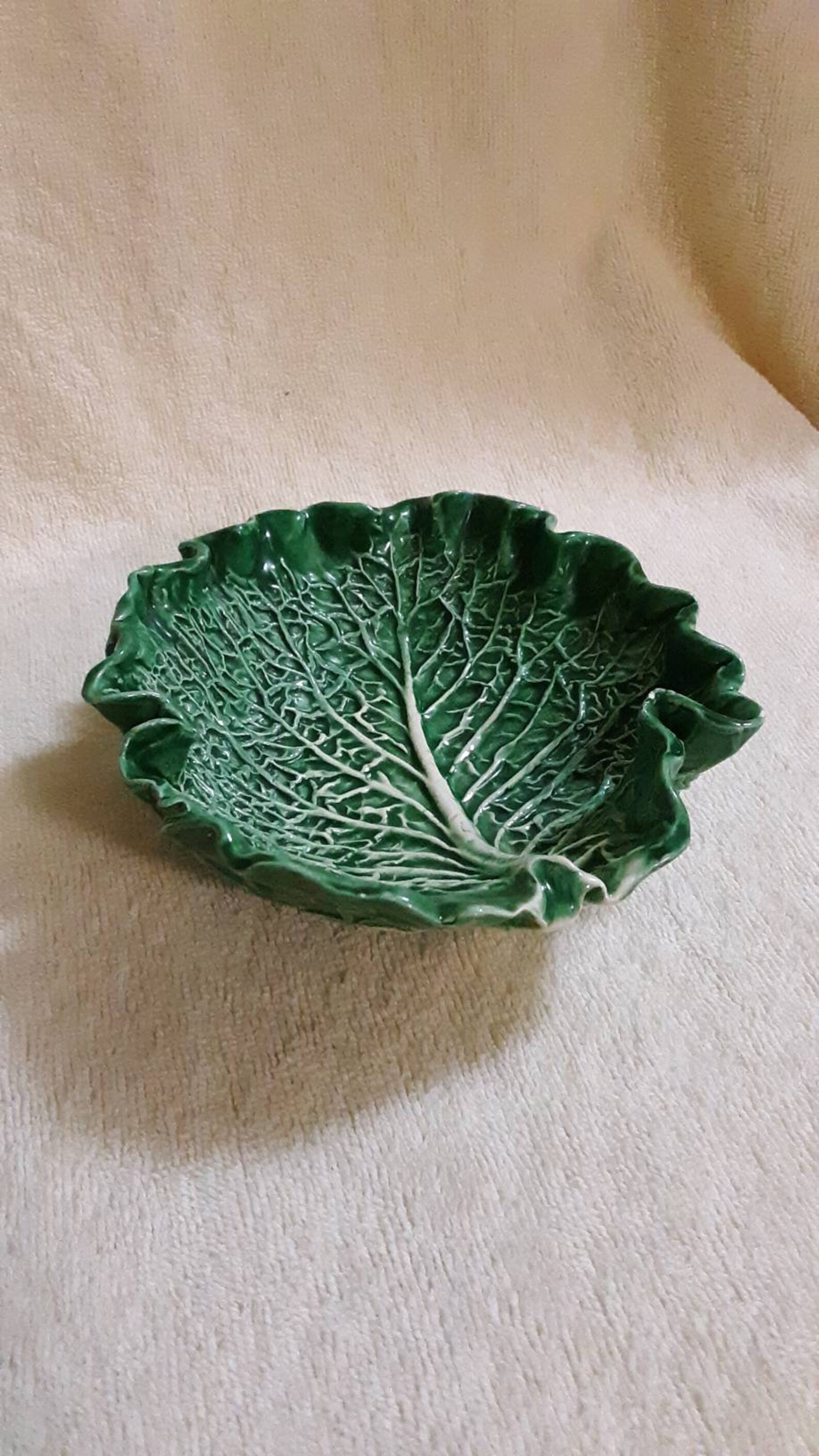 Vintage Green Cabbage Leaf Bowl Relish Dish Condiment Dish Etsy