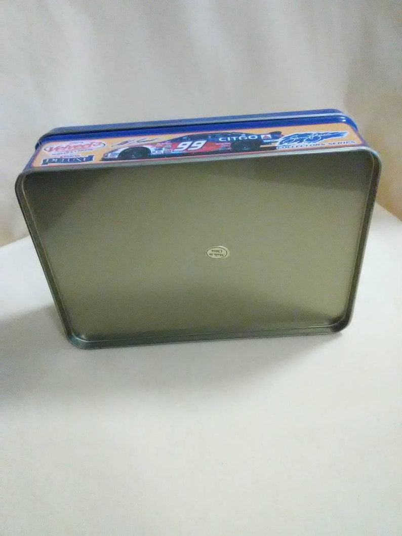 Collectible Tin Can Vintage NASCAR Sam Bass Collectible Empty Metal Tin Jeff Burton 99 Citgo Kraft Velveeta Cheese