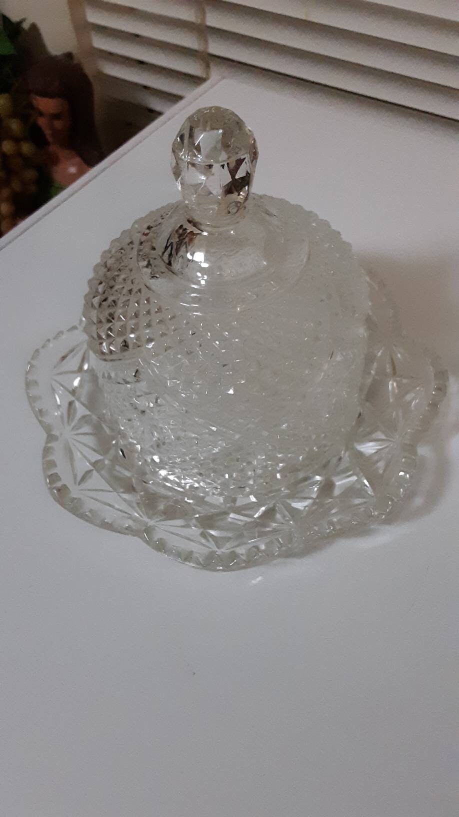 Vintage Avon Clear Glass Butter Dish With Dome Lid Diamond Etsy