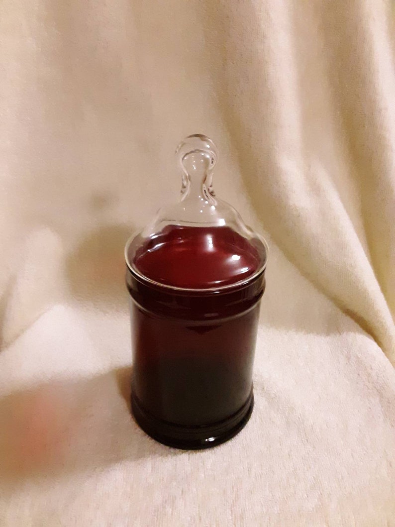 Vintage Red Glass Apothecary Jar with Clear Lid Storage Etsy