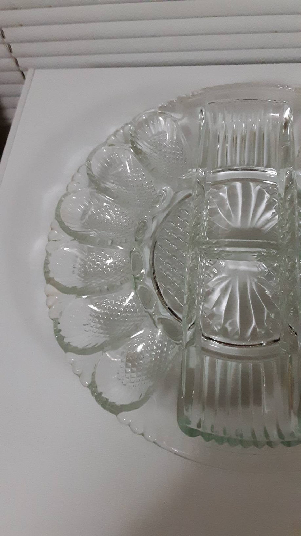 Vintage Clear Crystal Glass Hobnail Deviled Egg Plate Platter Etsy