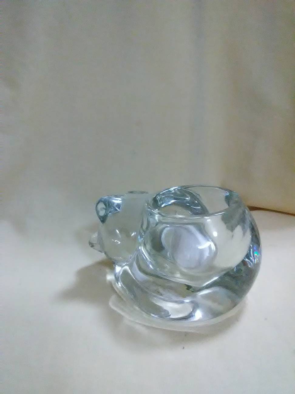 Vintage Clear Crystal Cat Shaped Candle Holder Etsy