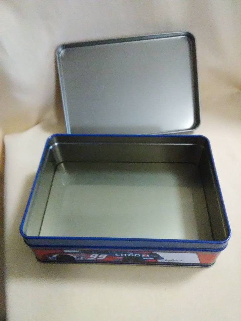 Collectible Tin Can Vintage NASCAR Sam Bass Collectible Empty Metal Tin Jeff Burton 99 Citgo Kraft Velveeta Cheese