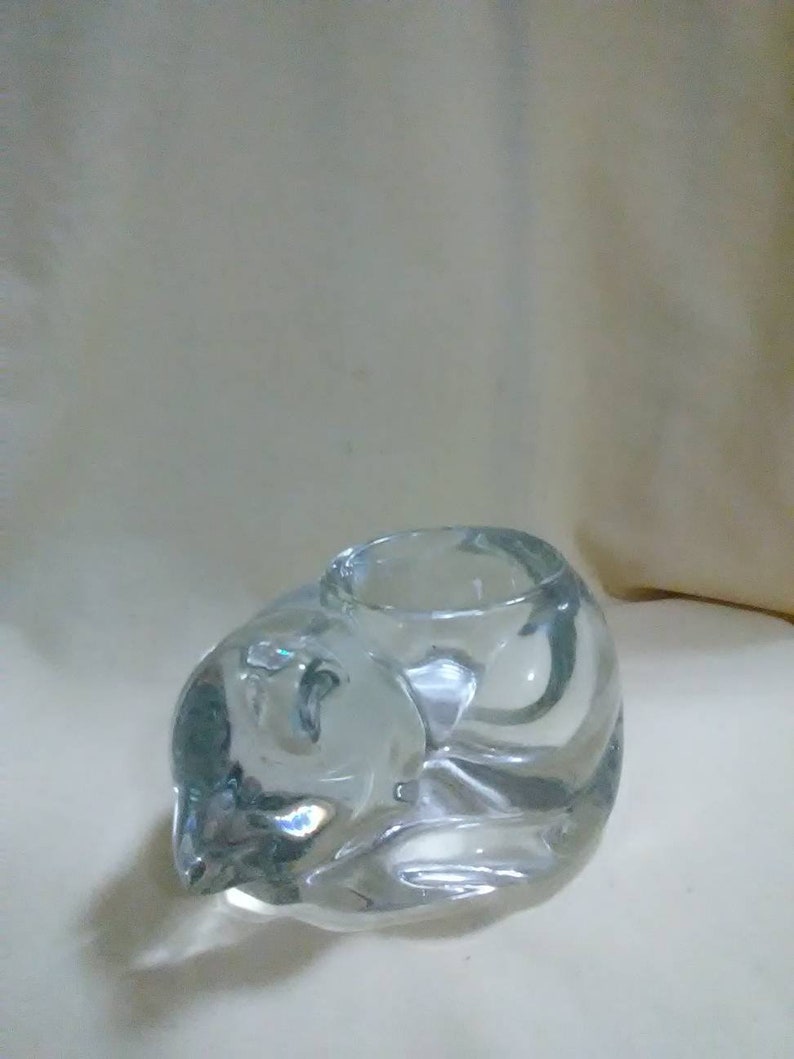 Vintage Clear Crystal Cat Shaped Candle Holder Etsy