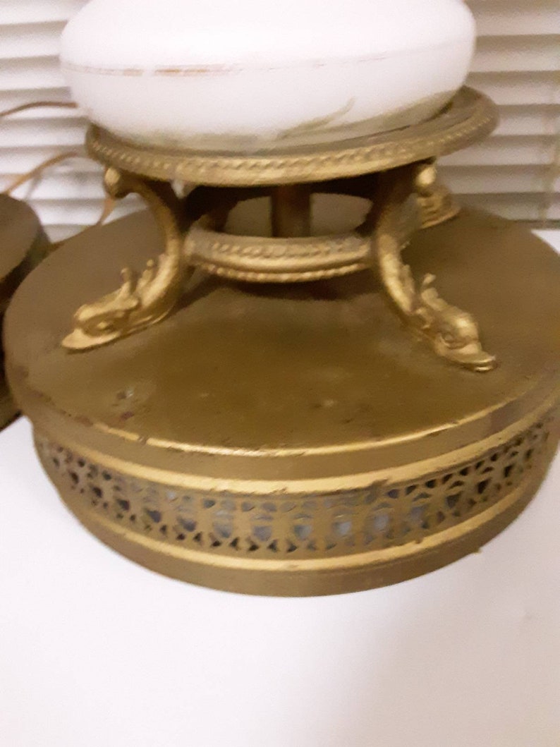 Vintage Hand Blown Glass Hand Painted Table Lamps Set of 2 Etsy