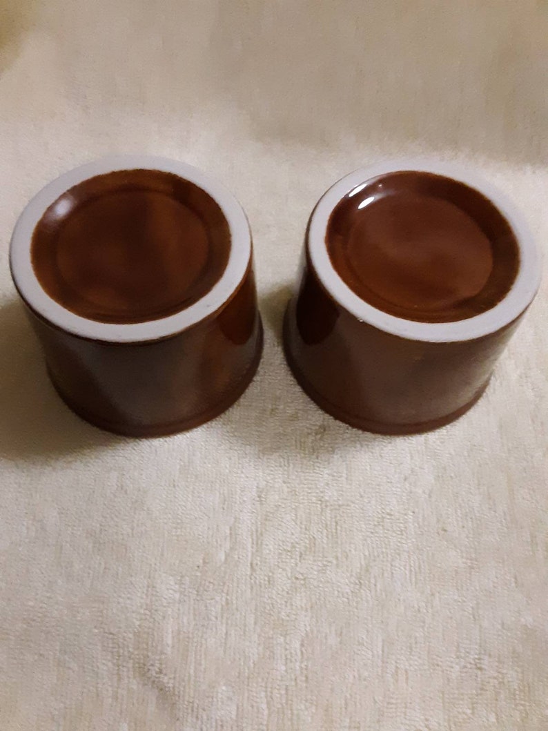 Vintage Brown Stoneware Custard Cups Set of 2