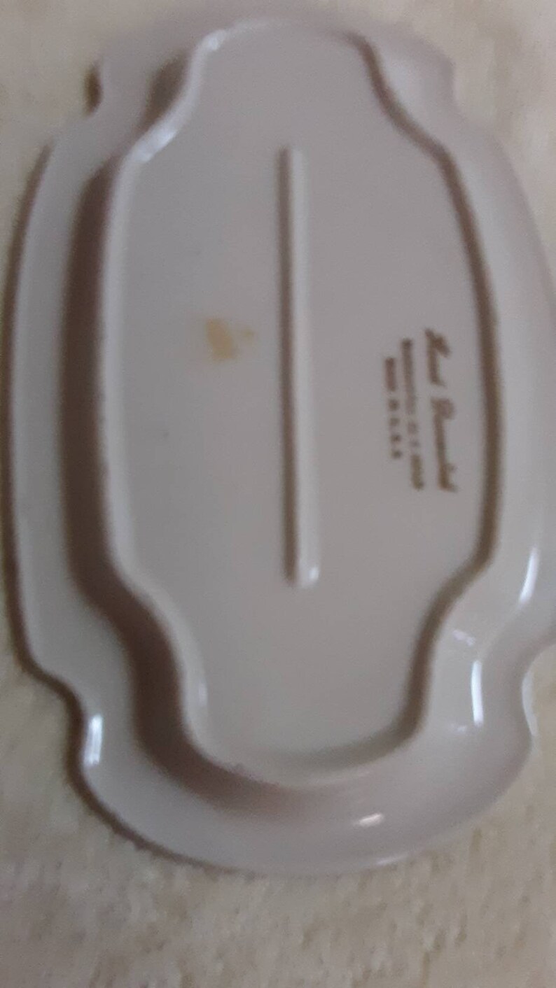 Vintage Hand Decorated Made in USA Warranted 22K Gold Butter Dish with Rose Design