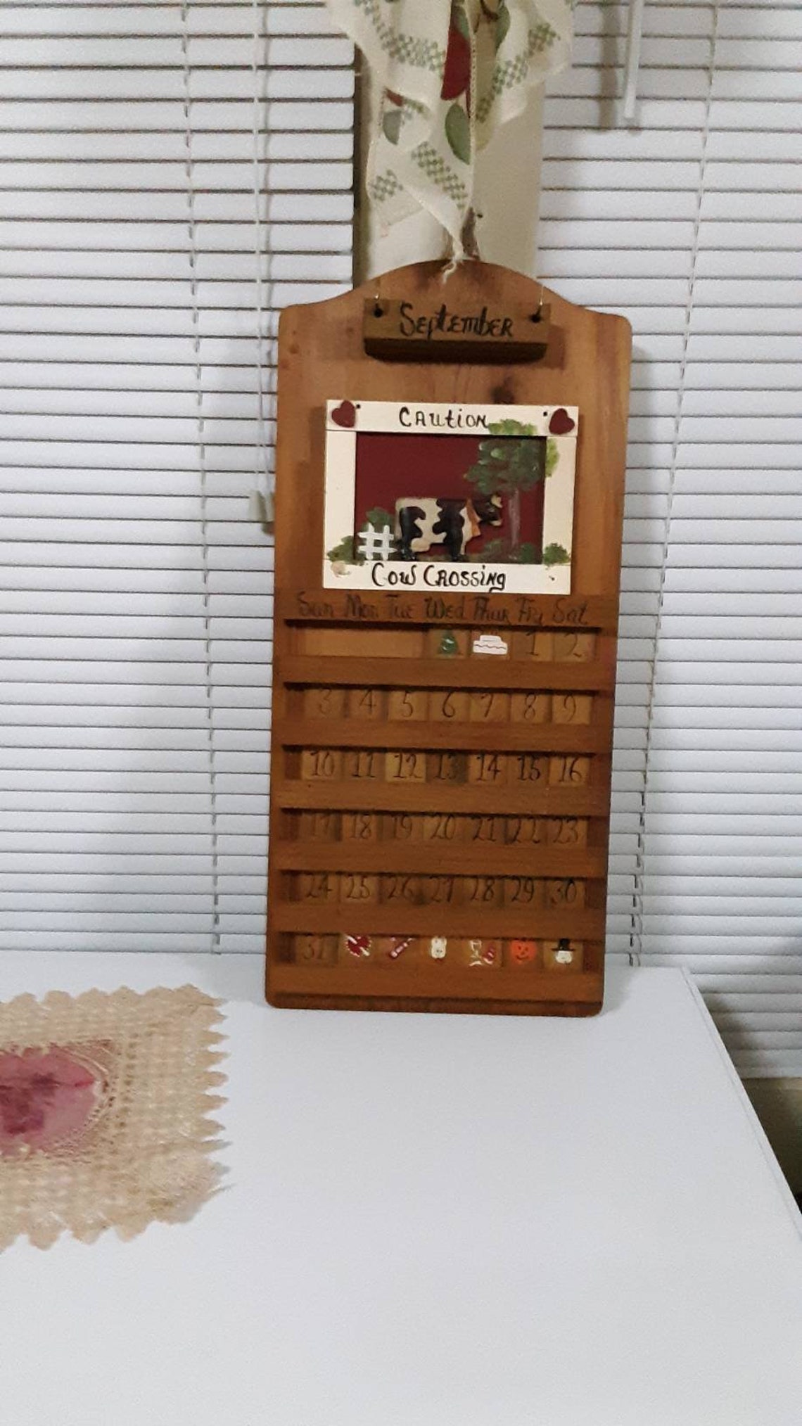 Calendario perpetuo de madera vintage con diseño de vaca | Etsy