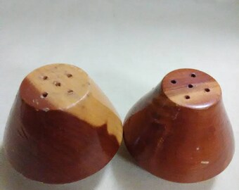 Vintage wooden salt and pepper shakers
