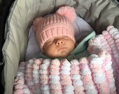 Pom Pom Baby Blanket Car Seat Moses Basket Pram Cot PomPom Blanket Marshmallow Blanket Pink White New Baby Baby Shower