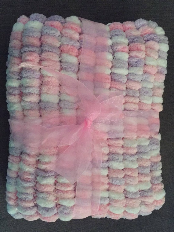 Pom Pom Baby Blanket Car Seat Moses Basket Pram Cot Marshmallow Blanket Pink White Lilac New Baby Baby Shower