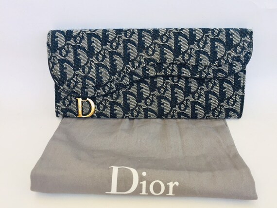 Christian Dior saddle clutch canvas oblique bag
