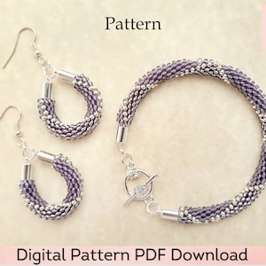 Kumihimo Pattern - Beaded Bracelet and Earrings Digital Download PDF 12-Strand Pattern and Tutorial - Large Purple Diamonds Design
