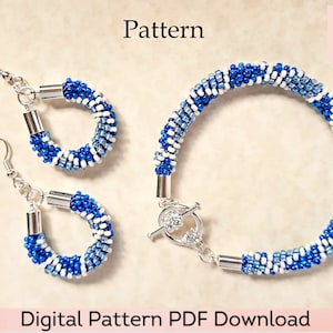 Kumihimo Pattern - Beaded Bracelet and Earrings Digital Download PDF 12-Strand Pattern and Tutorial - Cream, Dark Blue, and Light Blue