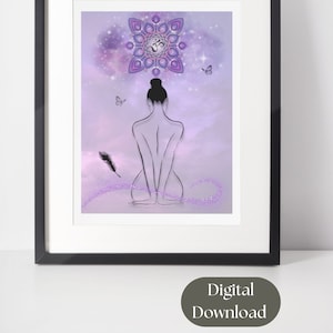 Crown Chakra Butterfly Yoga Art, 7 Chakras, Chakra Art, Chakra Print, Meditation Art, Yoga Art, Download, Spiritual Art, Swirling Chakras