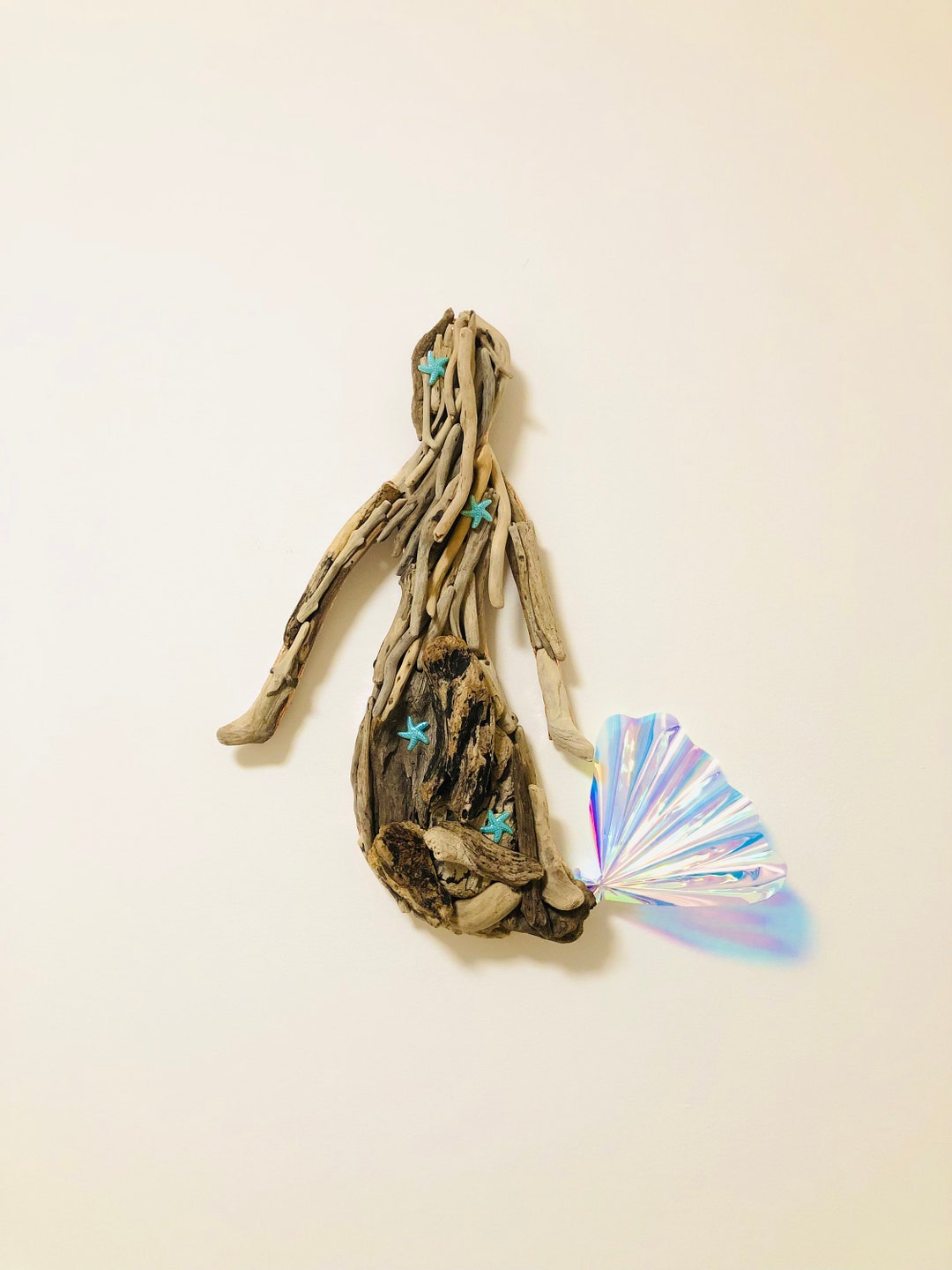 Driftwood Mermaid Sculpture Driftwood Wall Art Mermaid Theme Etsy