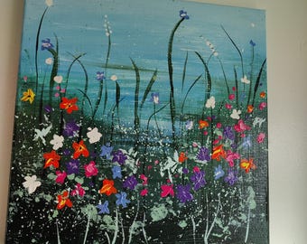 Wild Garden Morning – Original Hand Painted Acrylic Painting on Canvas