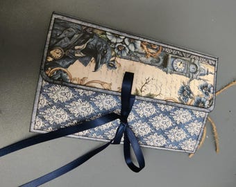 Victorian Crow Paper Folio, Mixed Media Journal with Notebook, Handmade Vintage Stationery - Raven Cottagecore notebook - bespoke paper