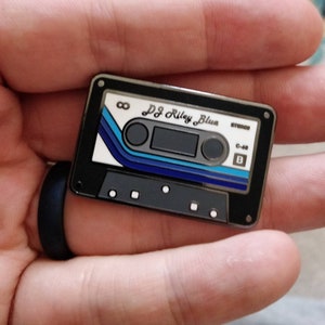 Retro Cassette Tape Hard Enamel Pin - Sense8 - Riley Blue - Cassettes - with matching Sticker