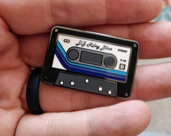 Retro Cassette Tape Hard Enamel Pin - Sense8 - Riley Blue - Cassettes - with matching Sticker