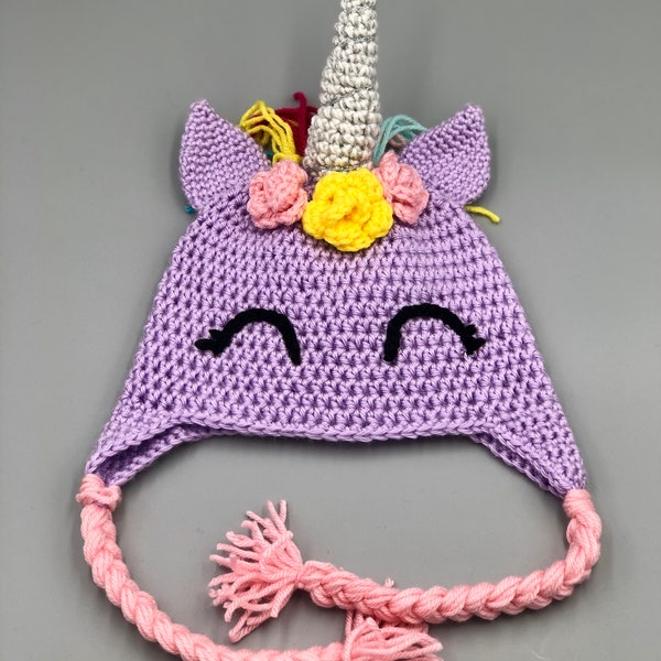 Patrón de gorro de unicornio a crochet para niños/niñas/Patrón de crochet para disfraz de unicornio PDF