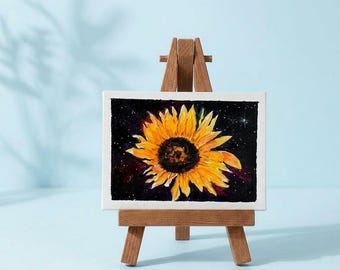 オリジナルACEOミニカード「ひまわり」手描きミニチュアアート作品、一点物