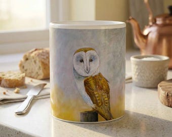 Barn Owl Ceramic Mug, Acrylic Painting, Bird Lover Gift (11oz or 15oz)