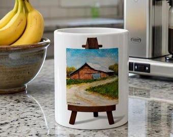 Rural Barn Landscape Painting Ceramic Mug