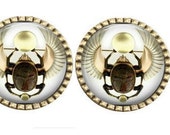SET Of 2 Egyptian Scarab Beetle Vintage Brass Gold GLASS Steampunk Cabinet Drawer Bifold Closet Door Knob Pulls Also in Nickel,Brass, Bronze